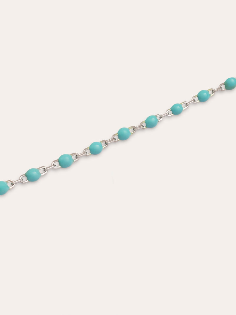 Dots Turquoise Enamel Armband Silber