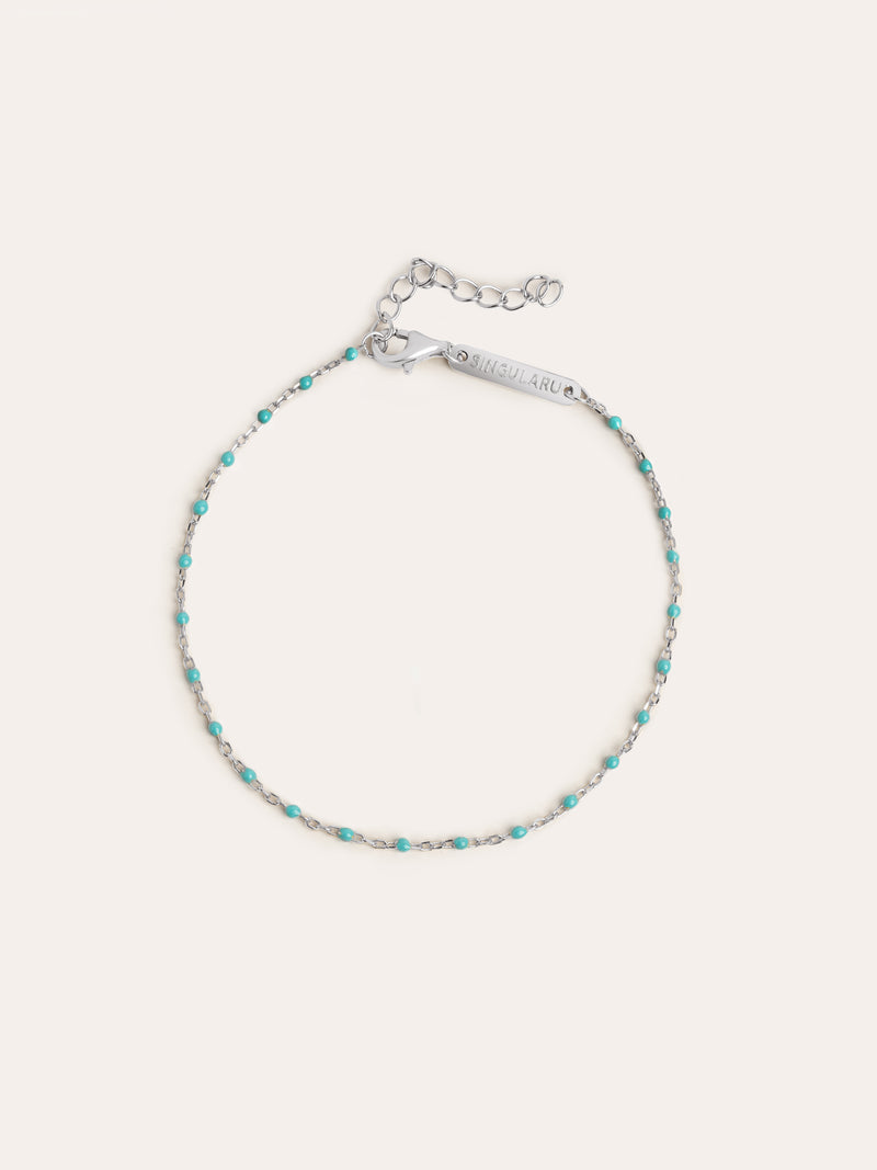 Dots Turquoise Enamel Armband Silber
