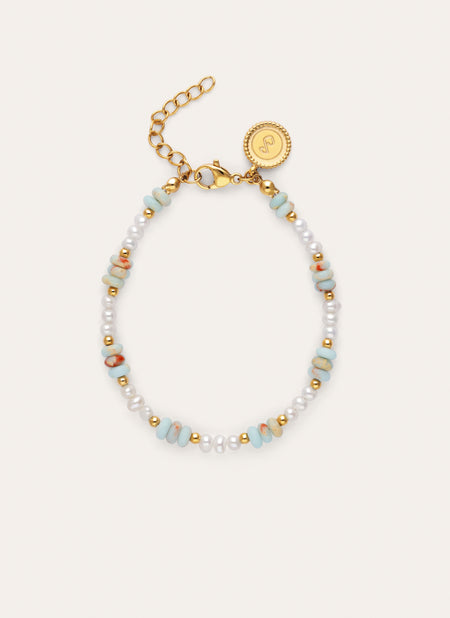 Pulsera Daylight Perlas Acero Baño Oro