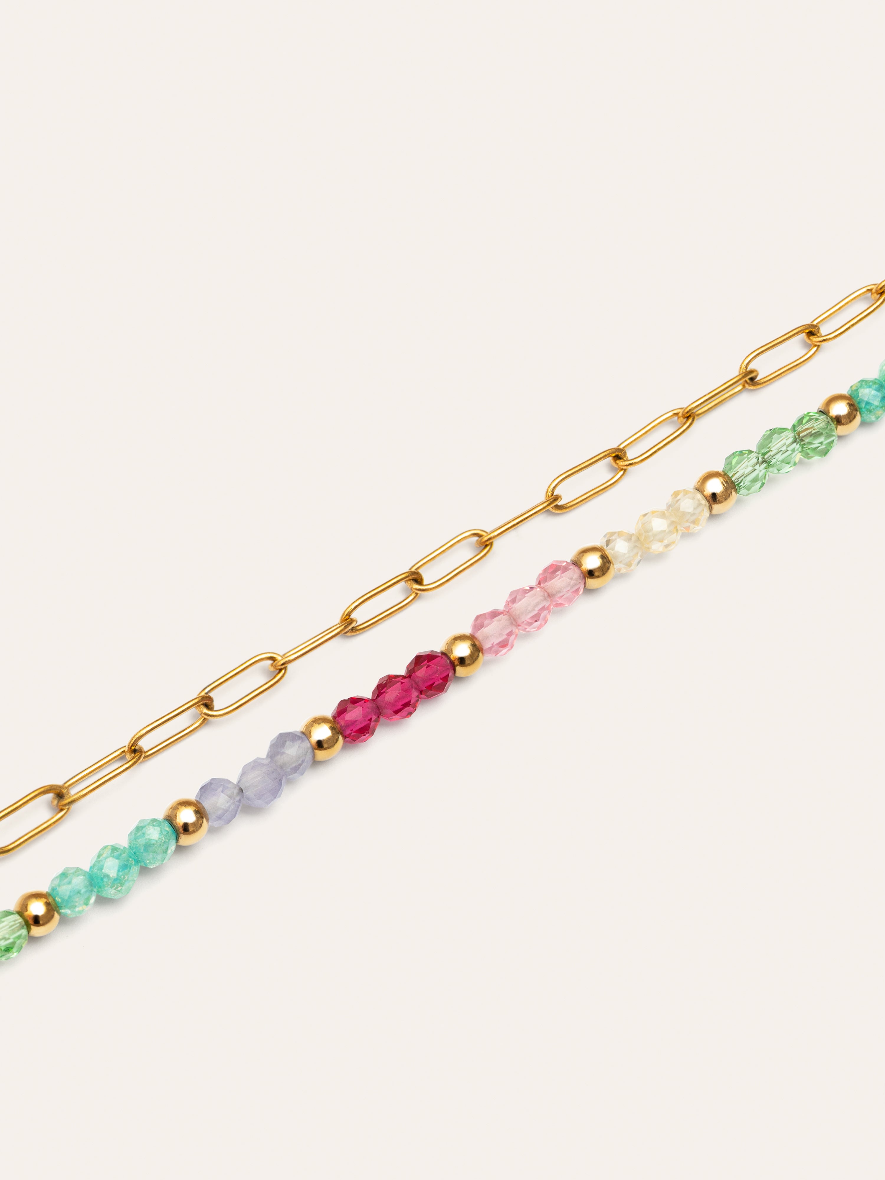 Pulsera Dye Dots Pastel Acero Baño Oro