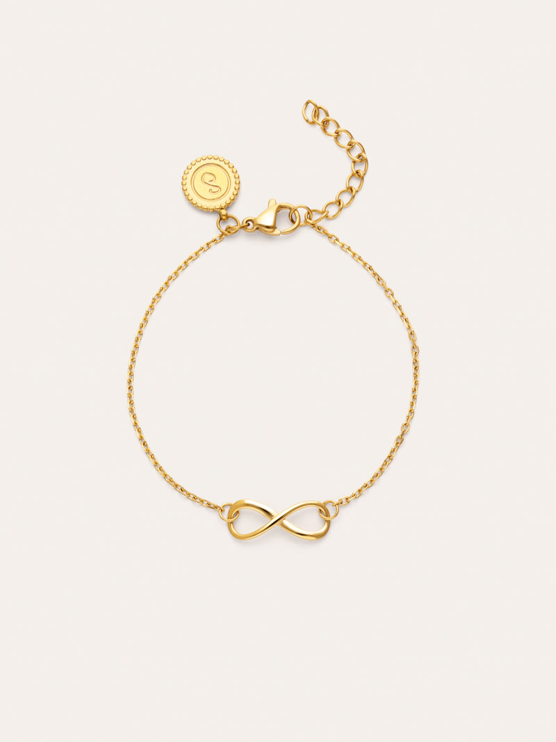 Pulseira Infinito Aço Banhada a Ouro