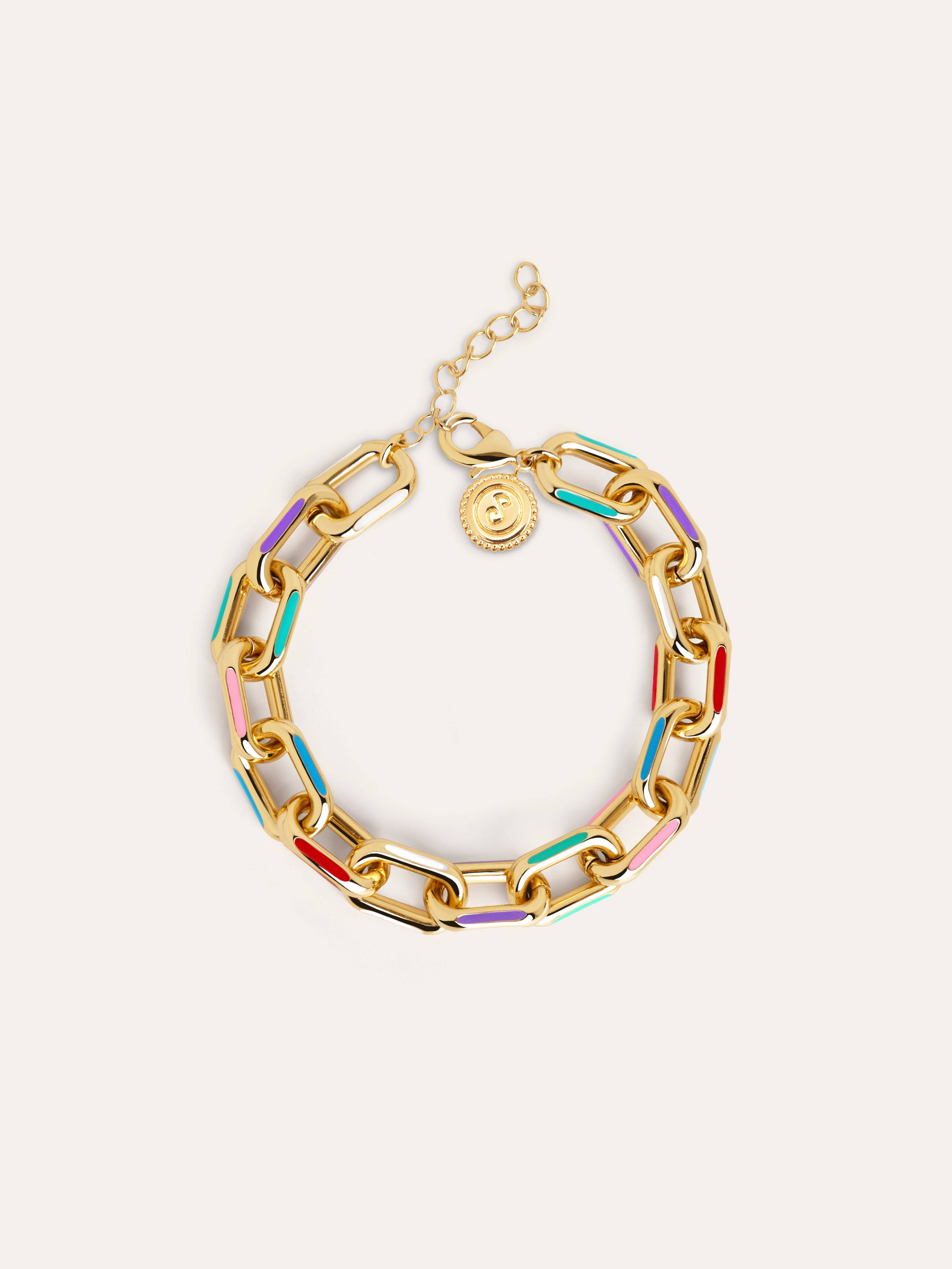 Link Rainbow Enamel Gold Bracelet