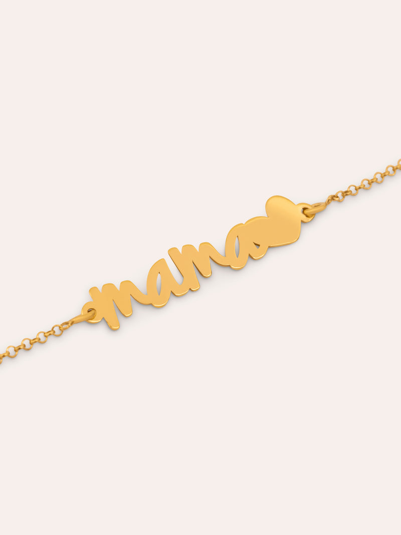 Mama Heart Armband Silber, vergoldet