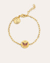 Pulsera Medallion Butterfly Rose Baño Oro