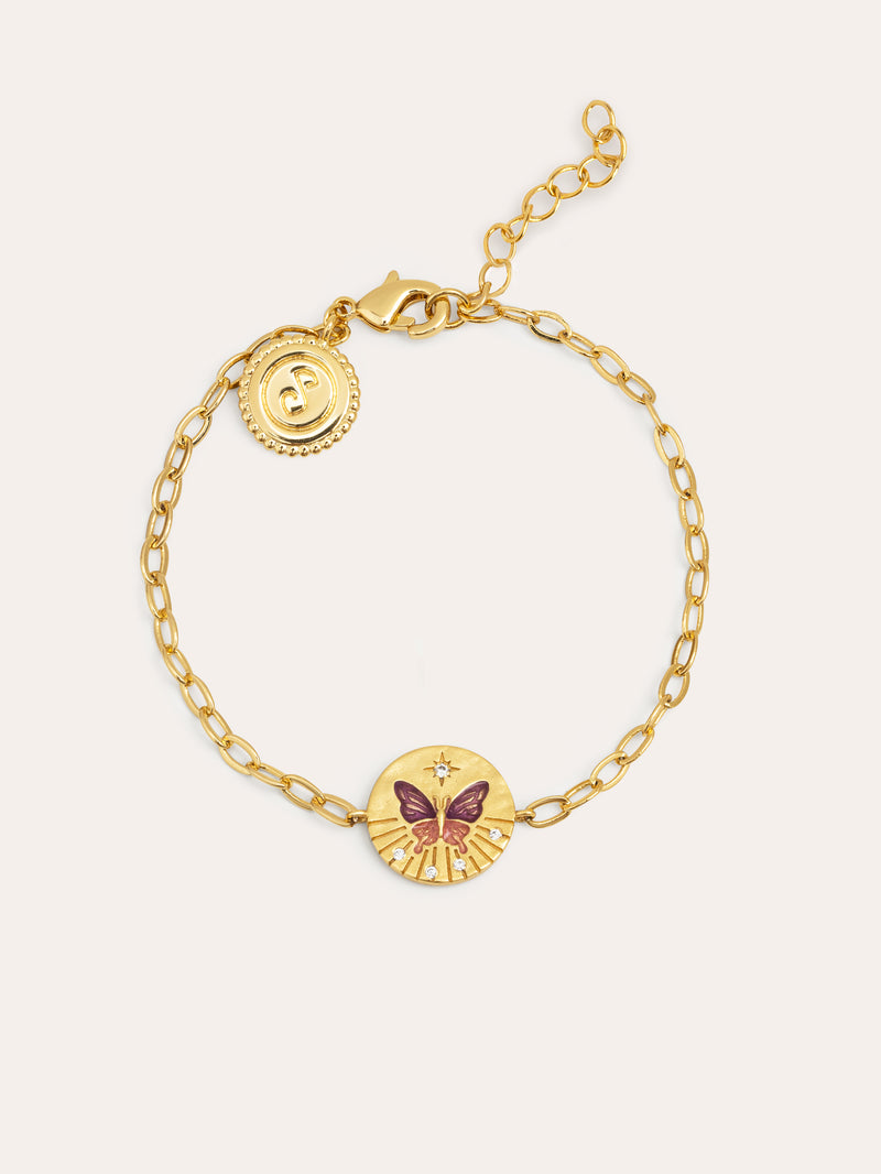 Butterfly Rose Armband Medaillon vergoldet