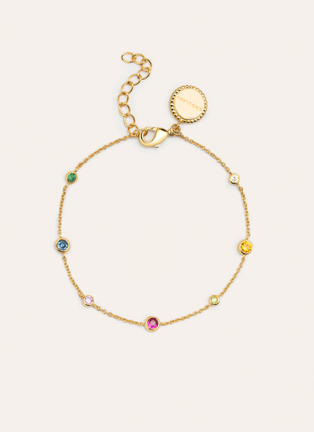 Orbit Multicolor Stainlees Steel Gold Bracelet 