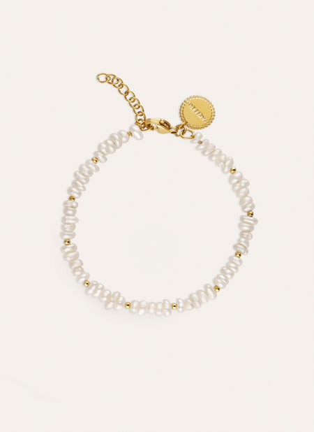 Pearls Dots Stainless Steel Gold Bracelet
