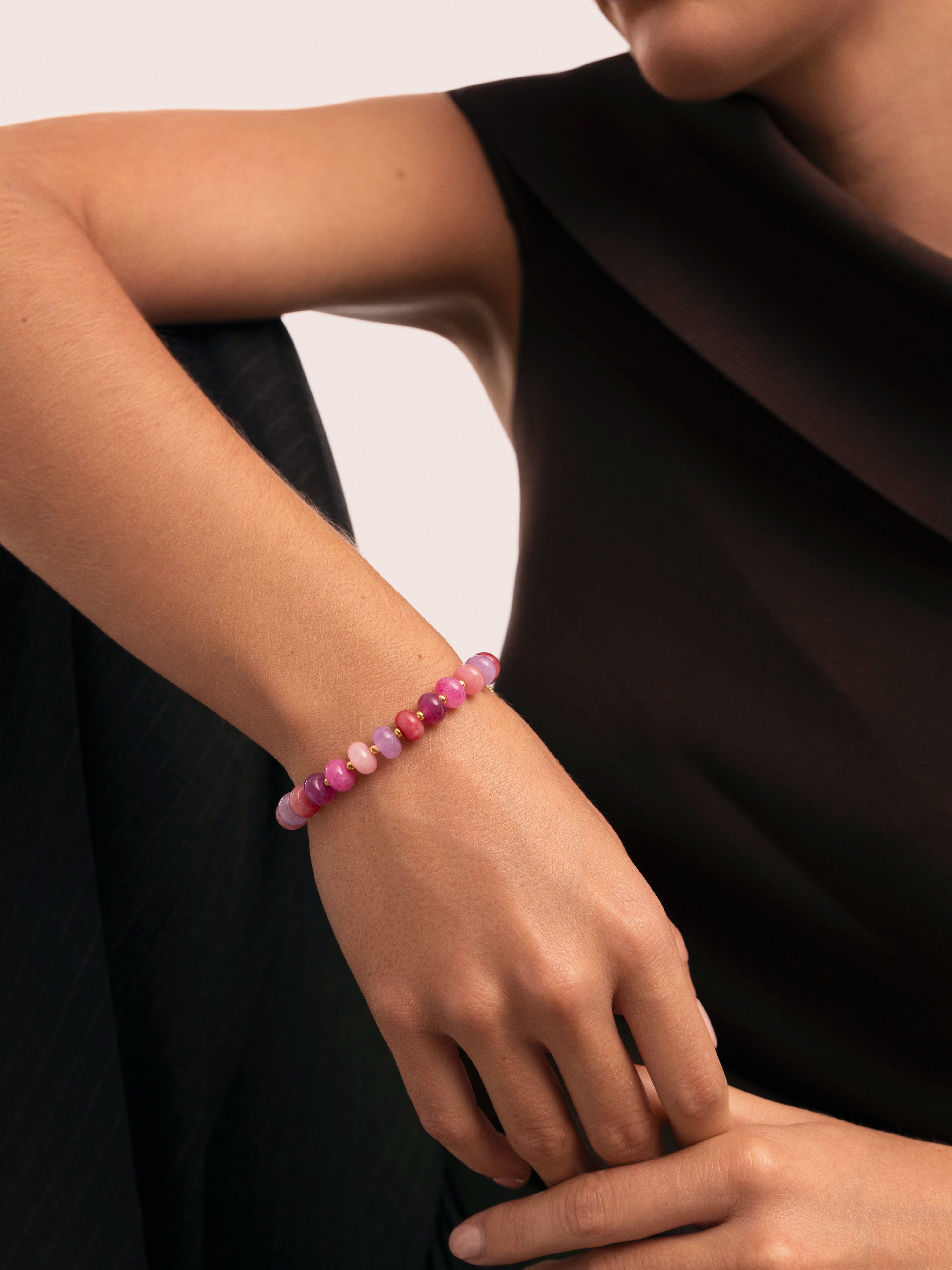 Rosé Stones Stainless Steel Gold Bracelet