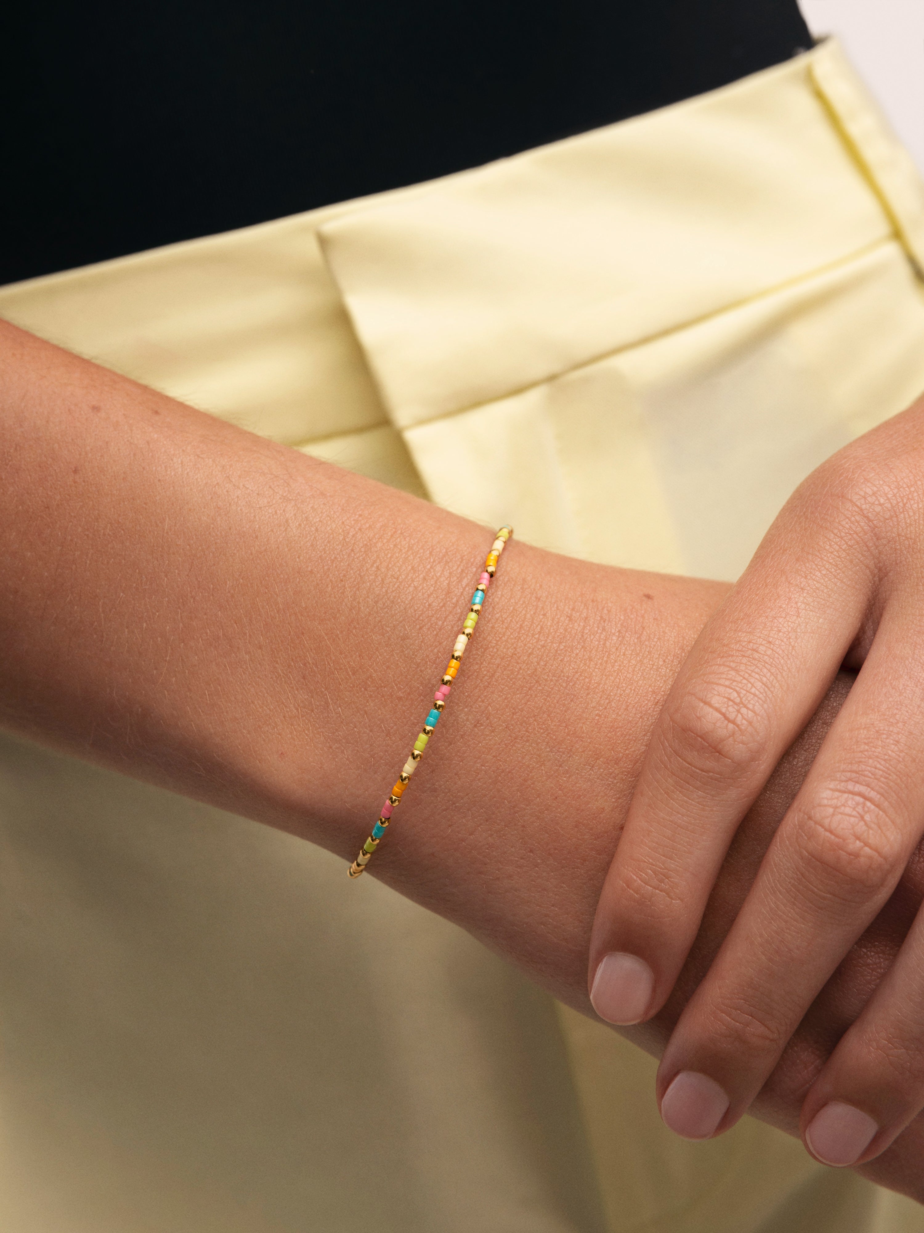 Pulsera Sweet Colors Acero Baño Oro