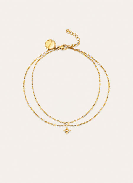 Tobillera Boho Star Acero Baño Oro