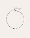 Crystals Colors Silver Anklet