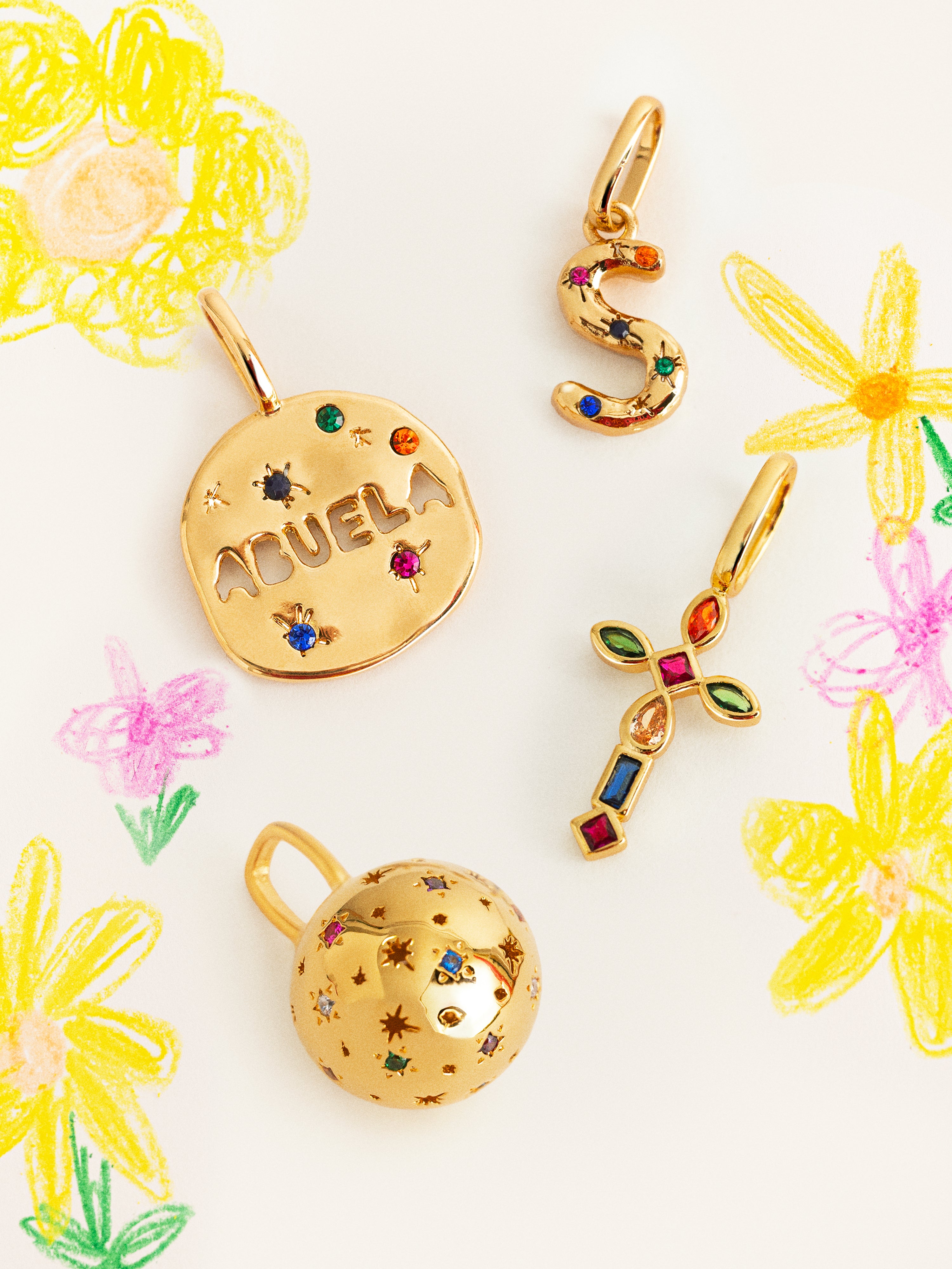 Organic Personalized Colors Gold Charm