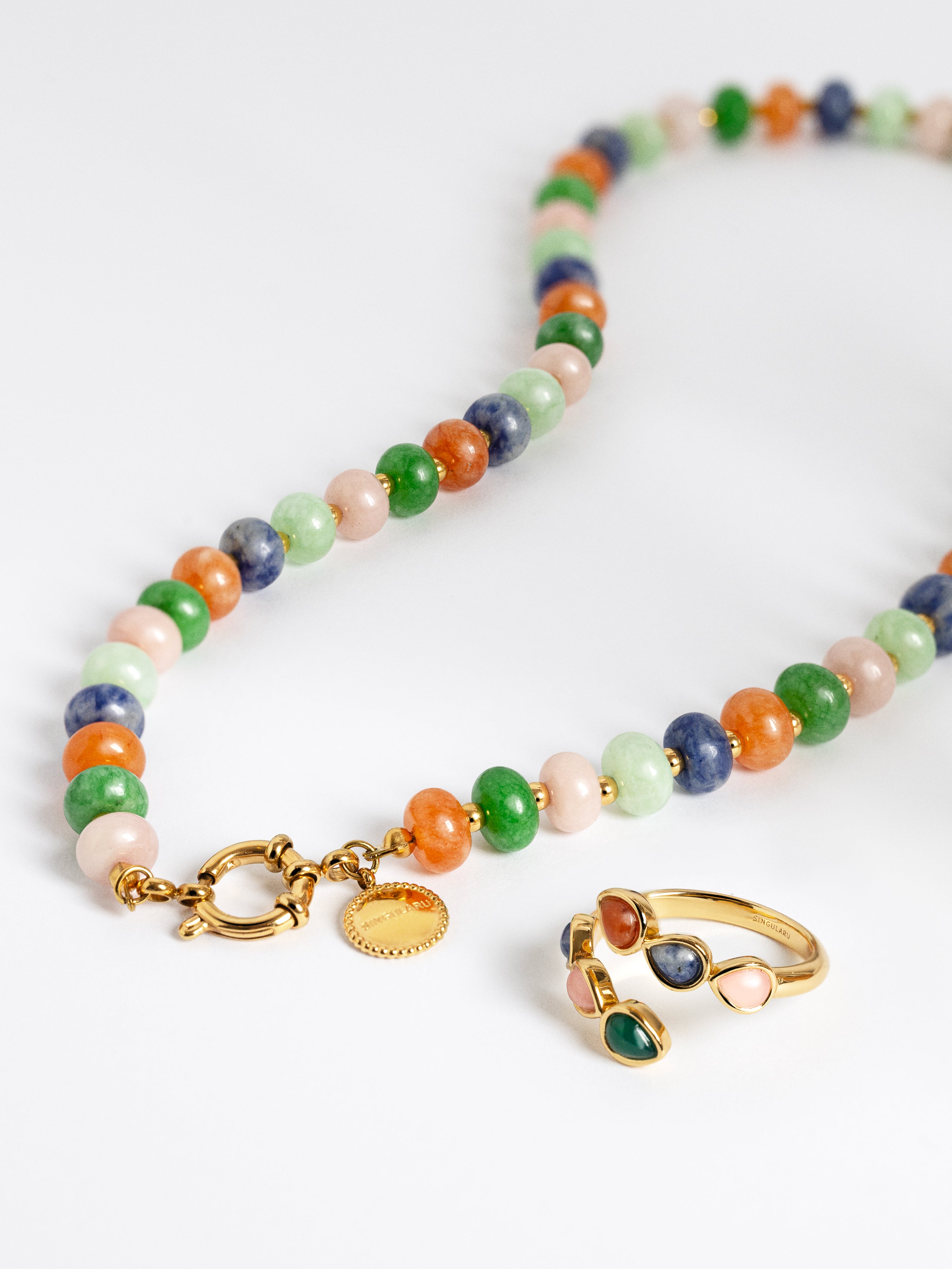 Anillo Gota Stones Baño Oro