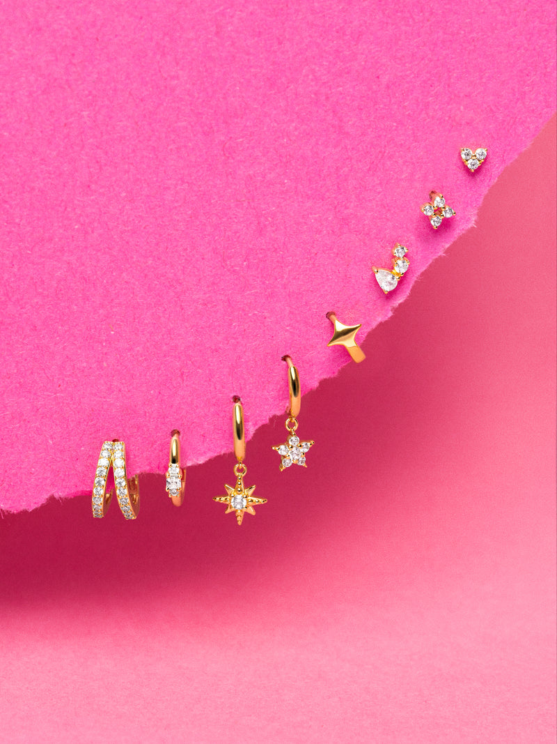 Pendiente Suelto Tiny Star Plata Baño Oro