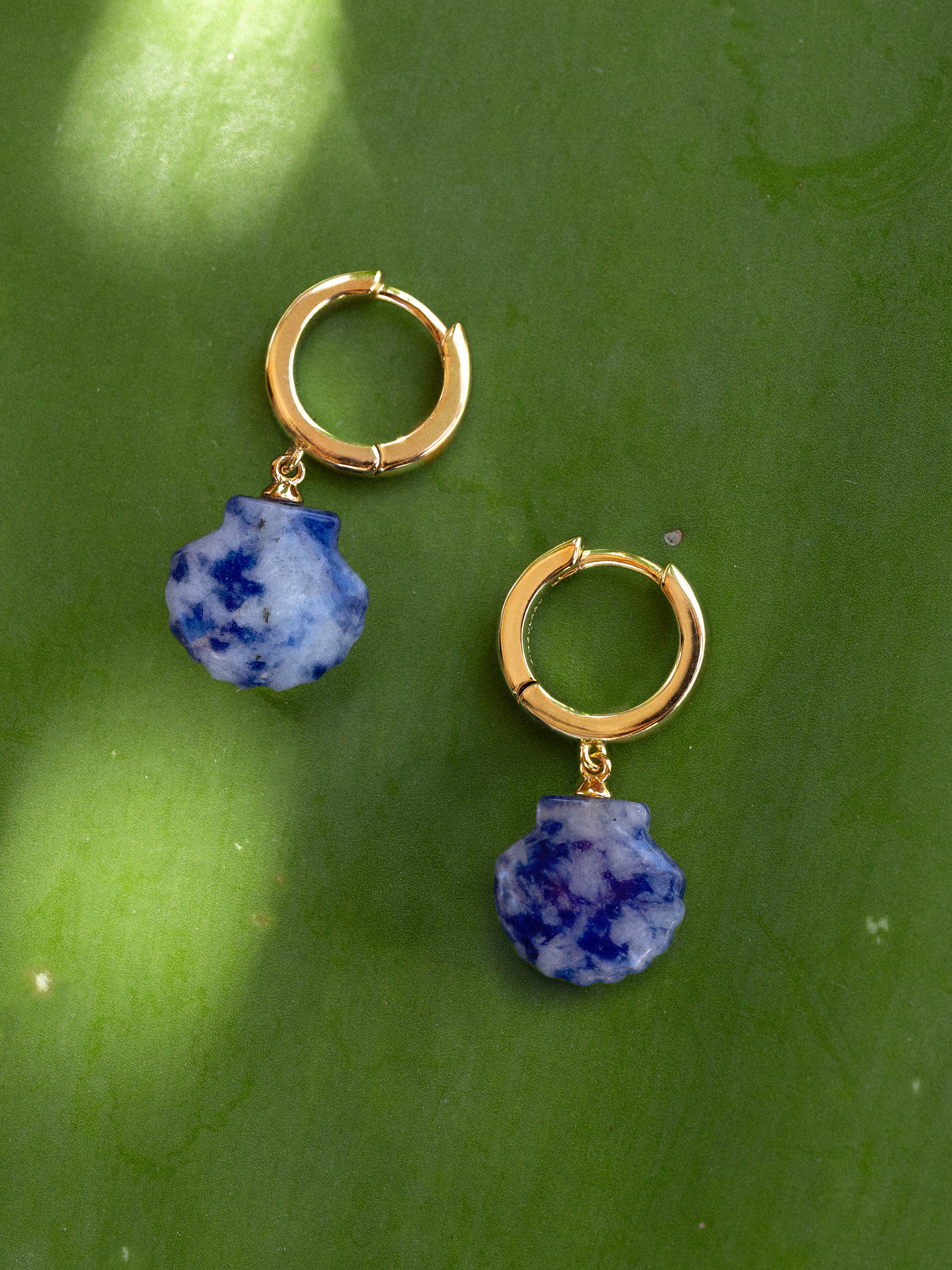 Boucles D’oreilles Créoles Santorini Stone Plaqué Or