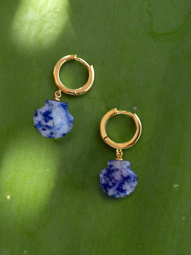 Boucles D’oreilles Créoles Santorini Stone Plaqué Or