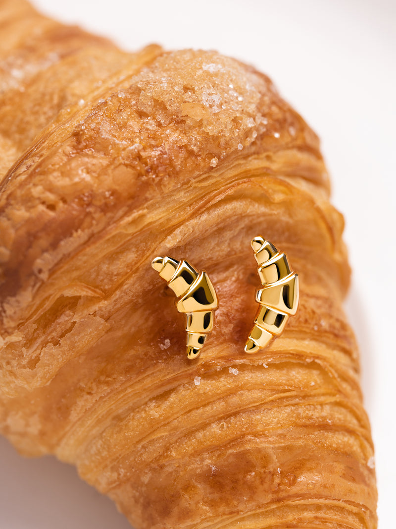 Croissant Einzelner Ohrring, vergoldet 