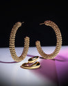 Disco Hoop Stainless Steel Gold Earrings 