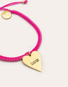 Pulseira Personalizada Coração Pink Aço Banho de Ouro
