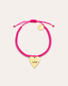 Pulseira Personalizada Coração Pink Aço Banho de Ouro