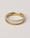 Anillo Doble Tressia Spark Acero Baño Oro
