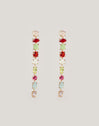Pendientes Drop Orquidea Plata Baño Oro