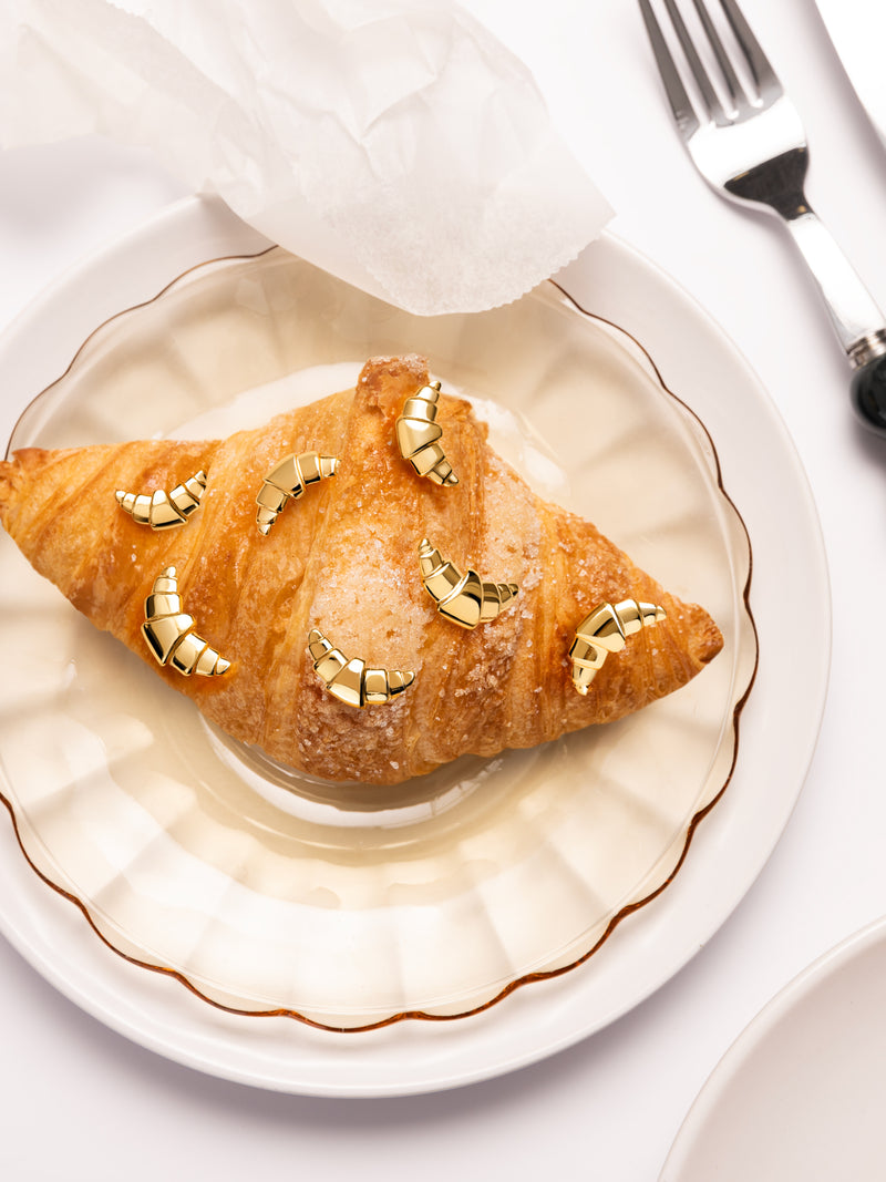 Croissant Einzelner Ohrring, vergoldet 