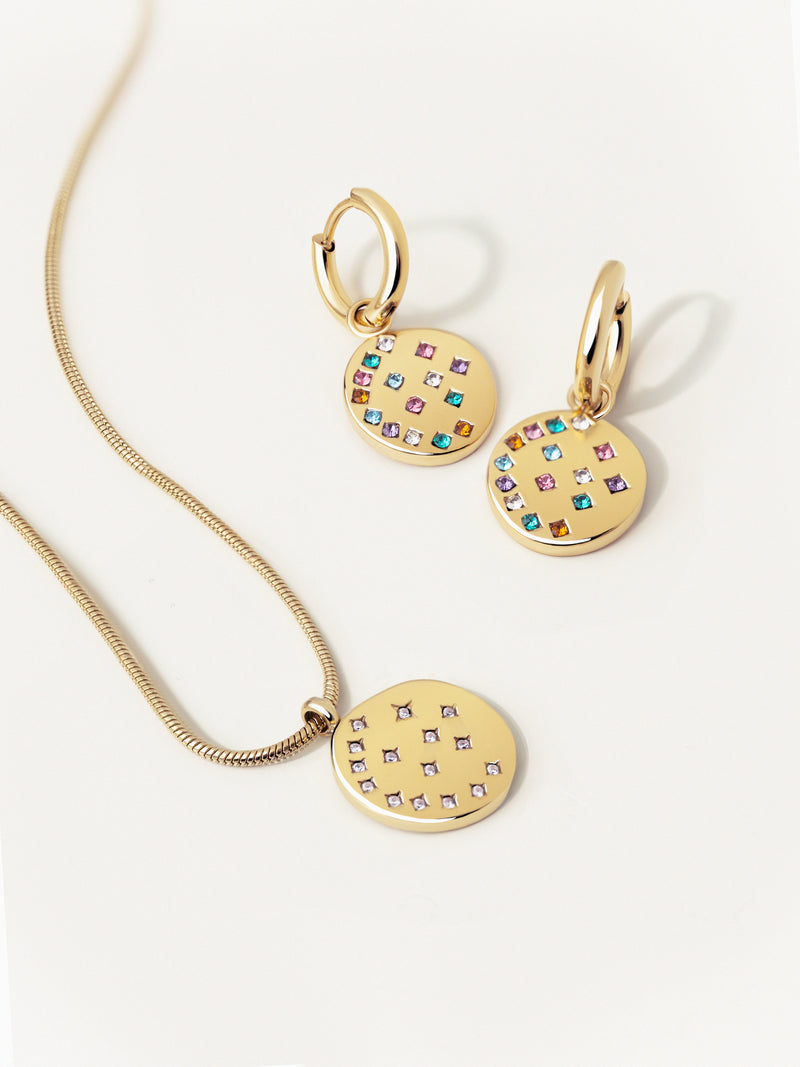 Pendientes Aro Bling Rainbow Acero Baño Oro