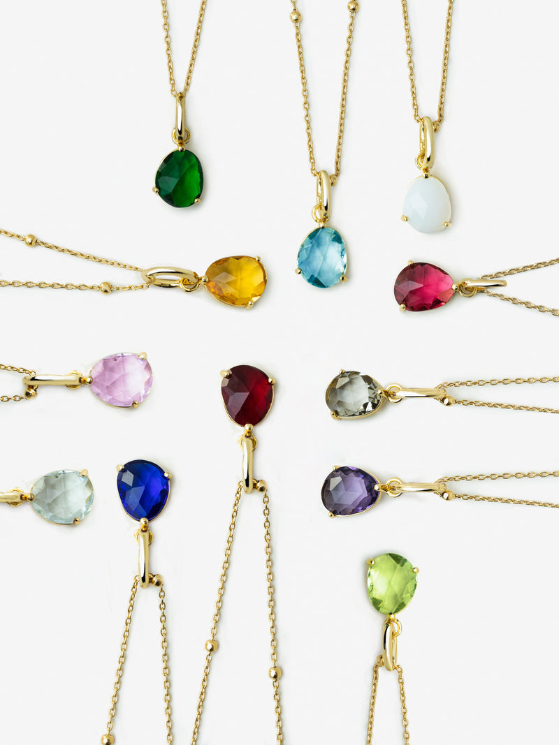 Birthstones Charm Silber, Vergoldet