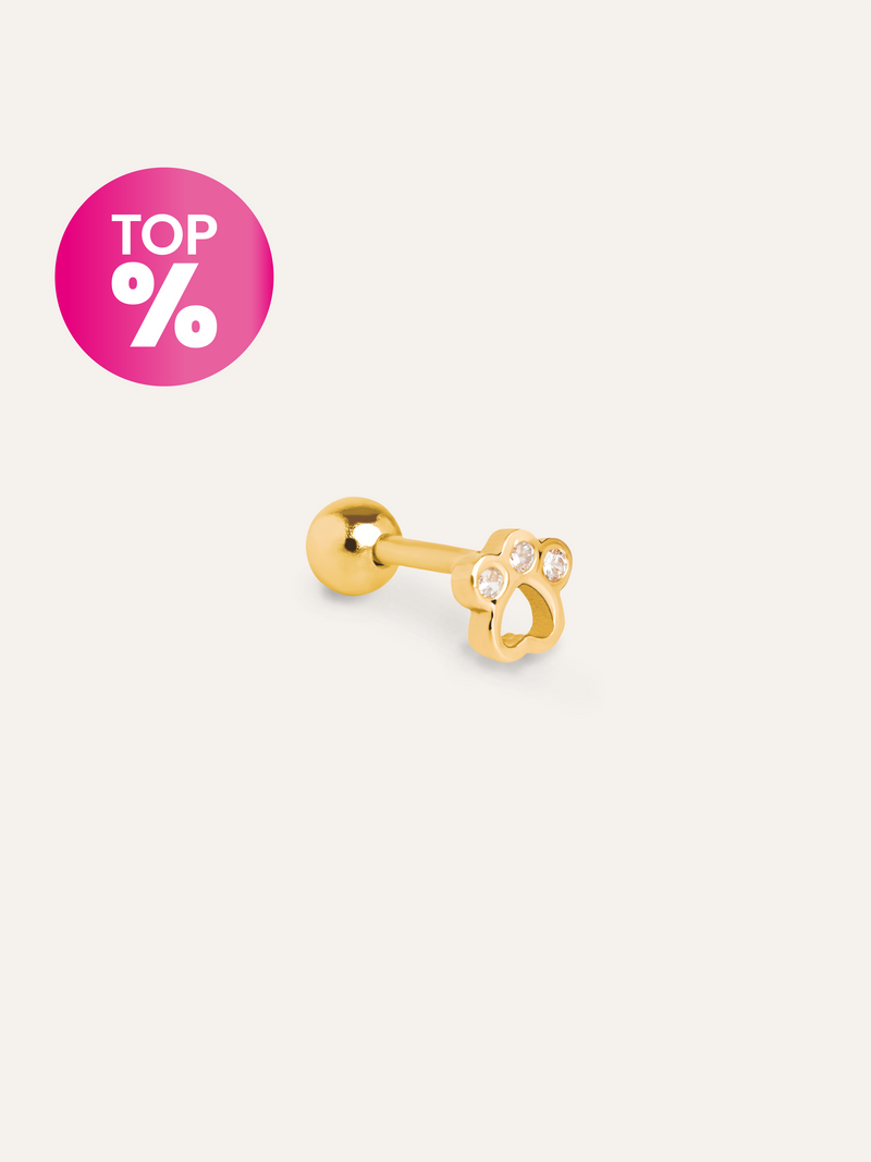 Boucle D’oreille à L’unité Mini Paw Argent Plaqué Or