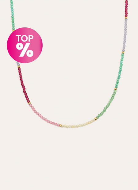 Collar Dye Dots Pastel Acero Baño Oro