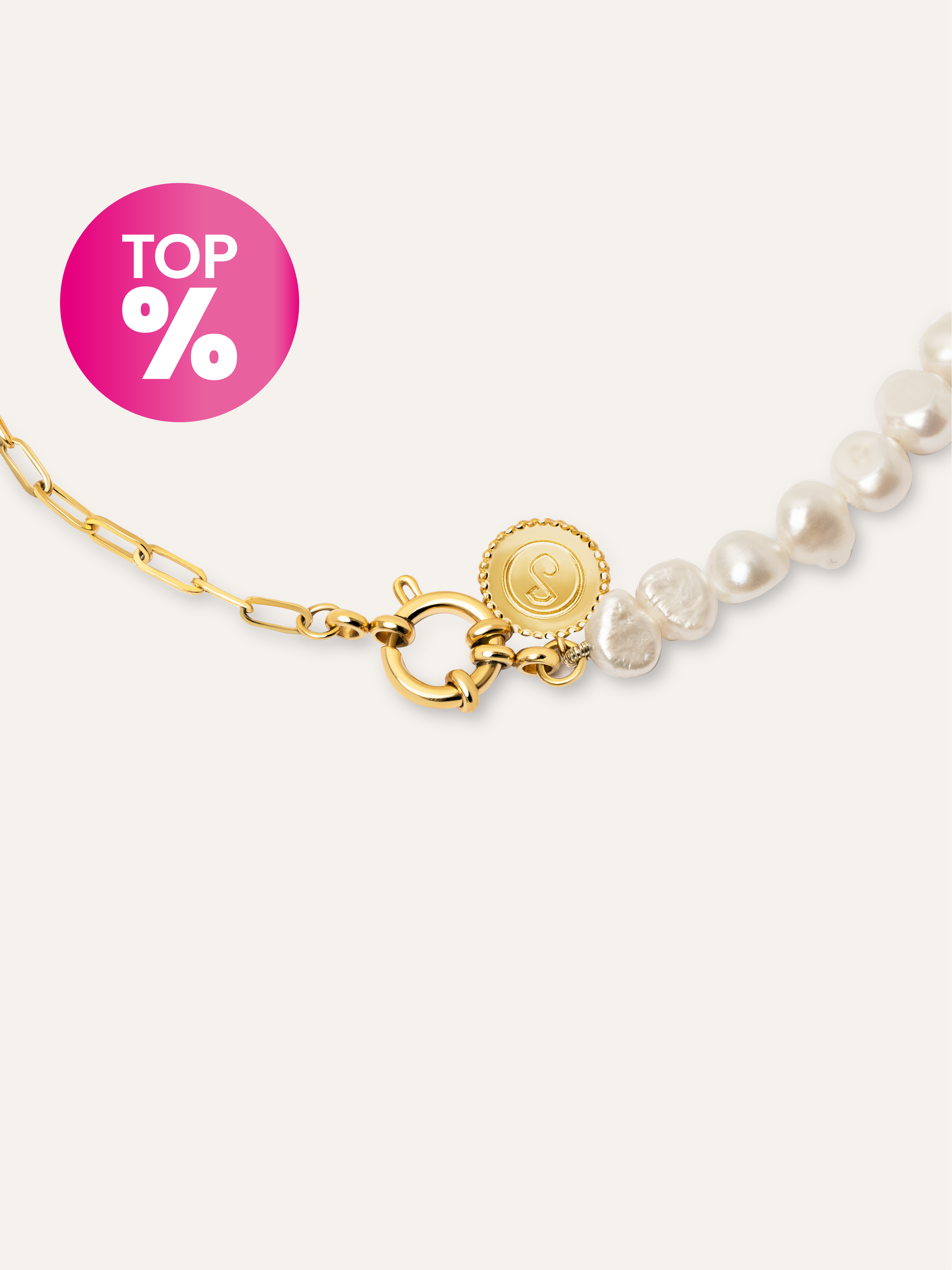 Colar Chic Pearl Aço Banho de Ouro