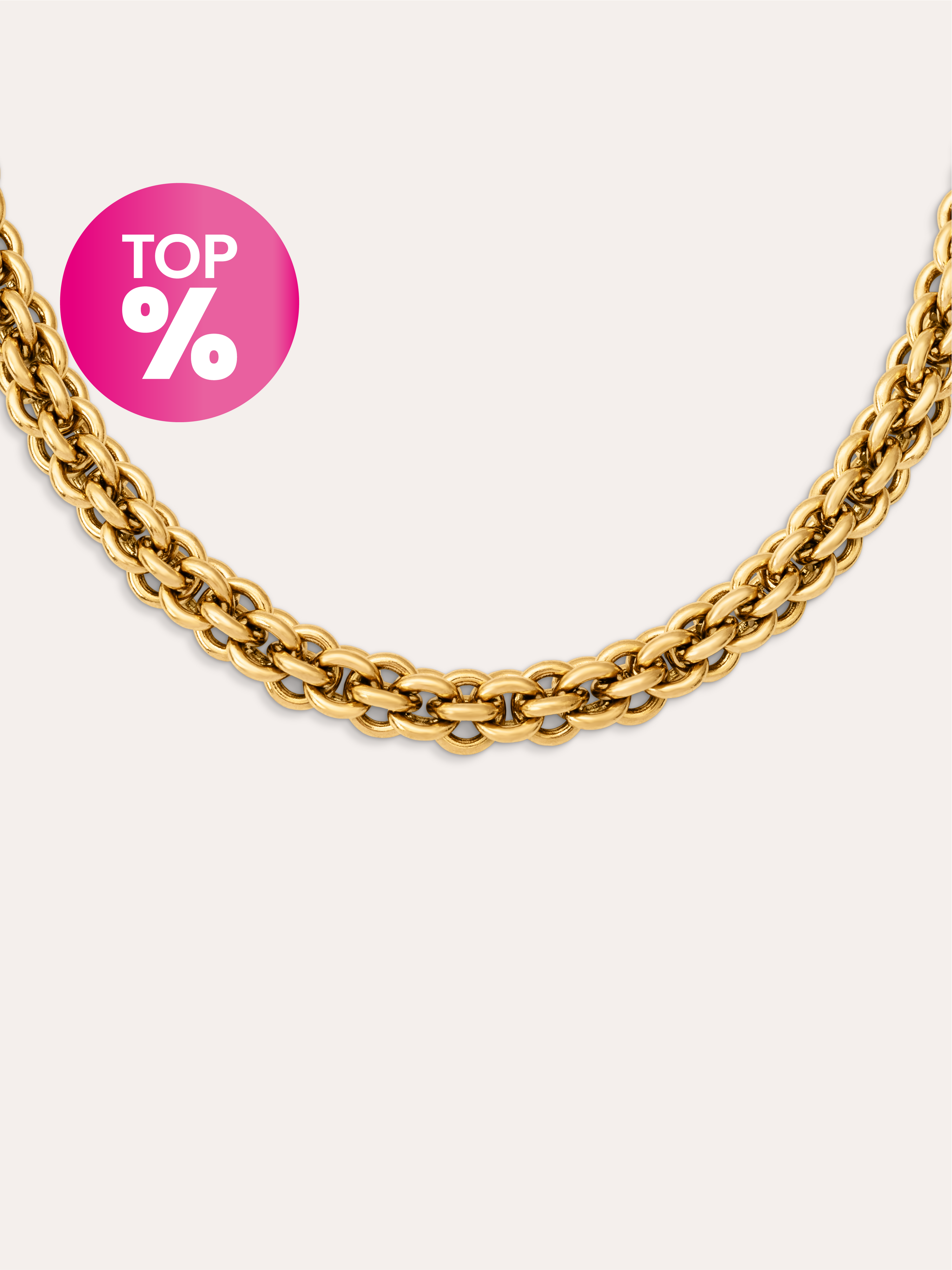 Collier Big Rope Acier Plaqué Or