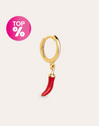 Boucle D’oreille à L’unité Créole Chili Enamel Plata Baño Oro