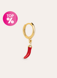 Boucle D’oreille à L’unité Créole Chili Enamel Plata Baño Oro