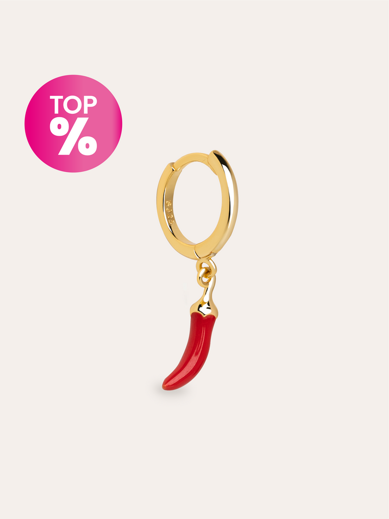 Boucle D’oreille à L’unité Créole Chili Enamel Plata Baño Oro