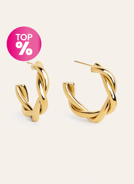 Boucles D’oreilles Créoles Lina Acier Plaqué Or