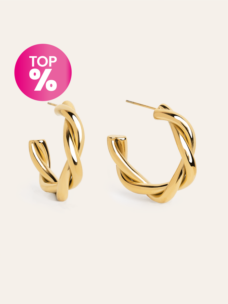 Boucles D’oreilles Créoles Lina Acier Plaqué Or