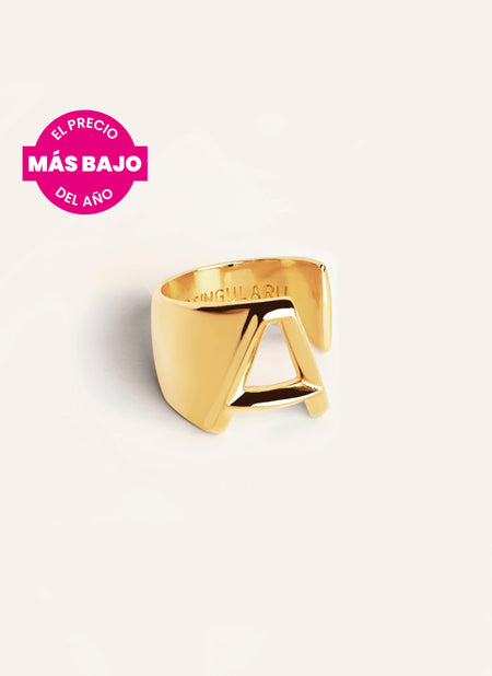 Anillo Personalizado Letter Signet Baño Oro