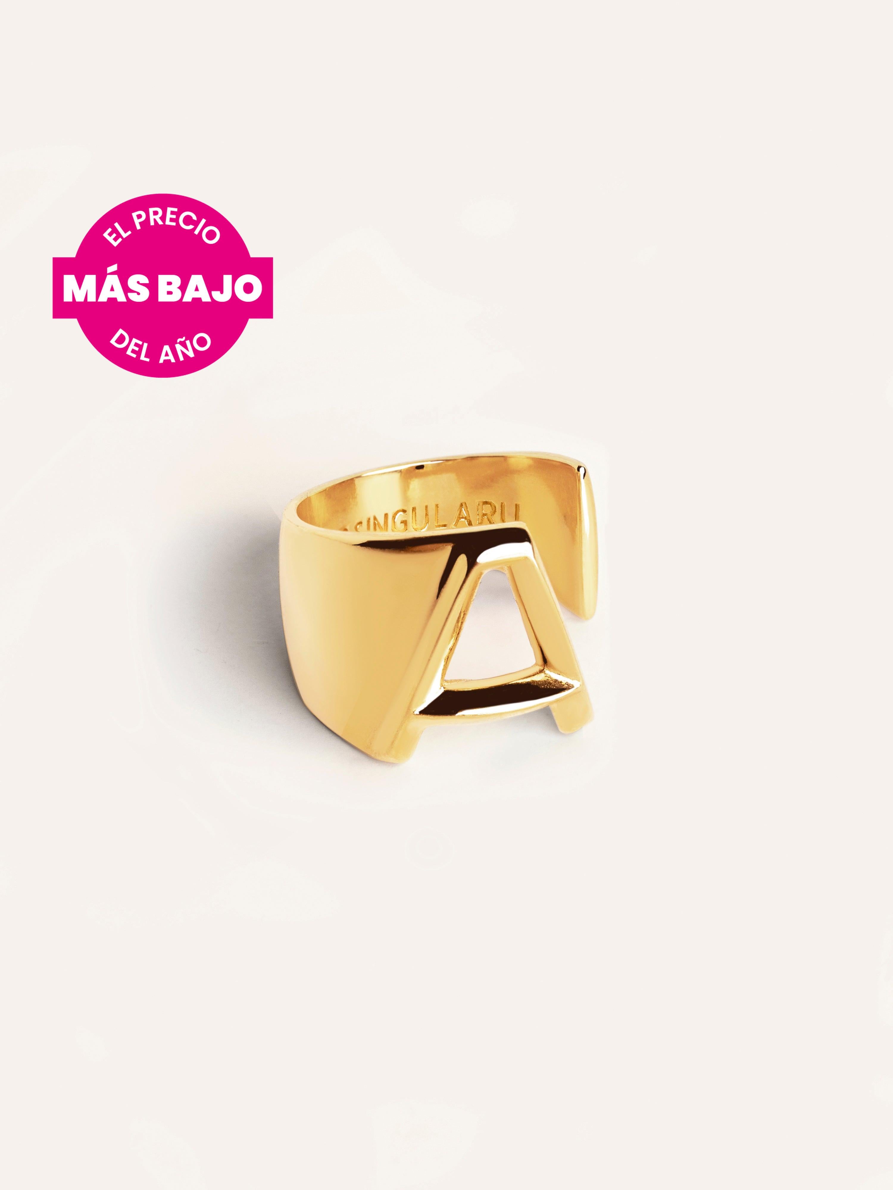 Anillo Personalizado Letter Signet Baño Oro