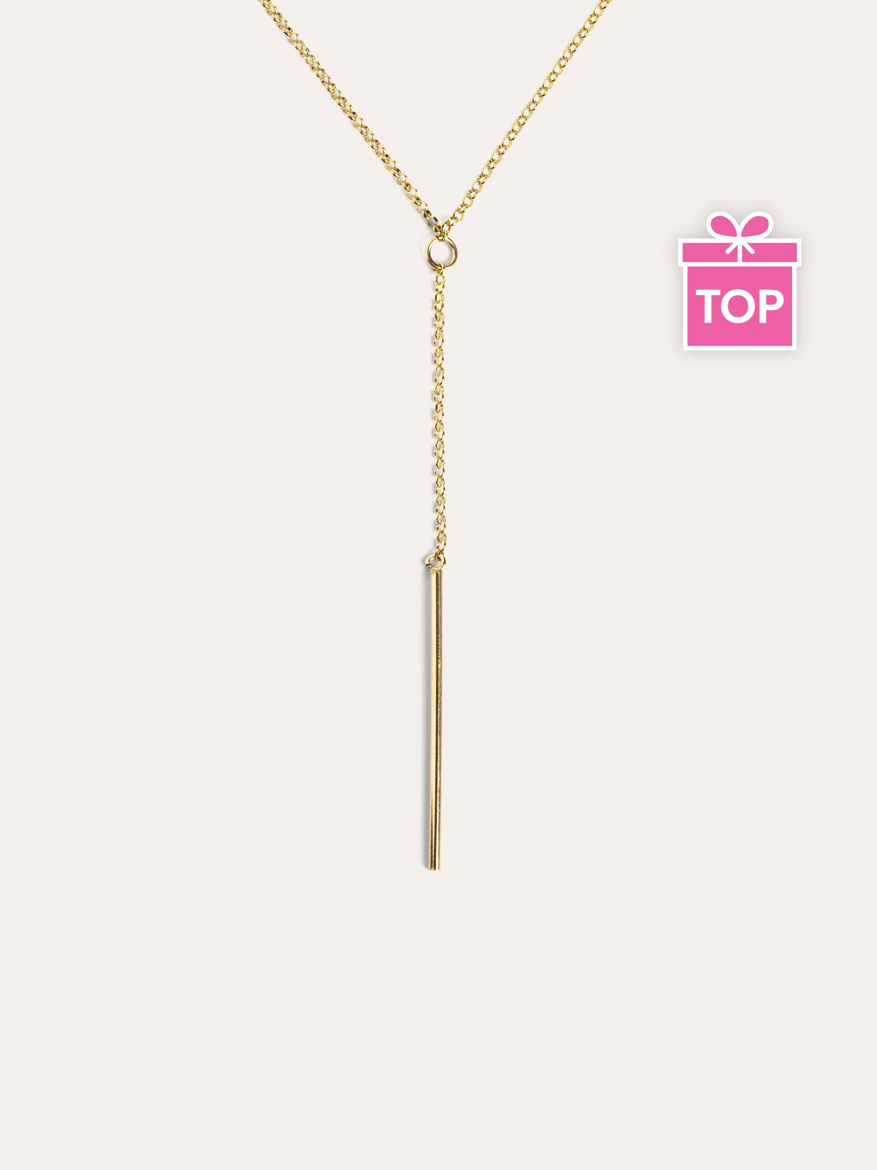 Collar Y Stick Plata Baño Oro