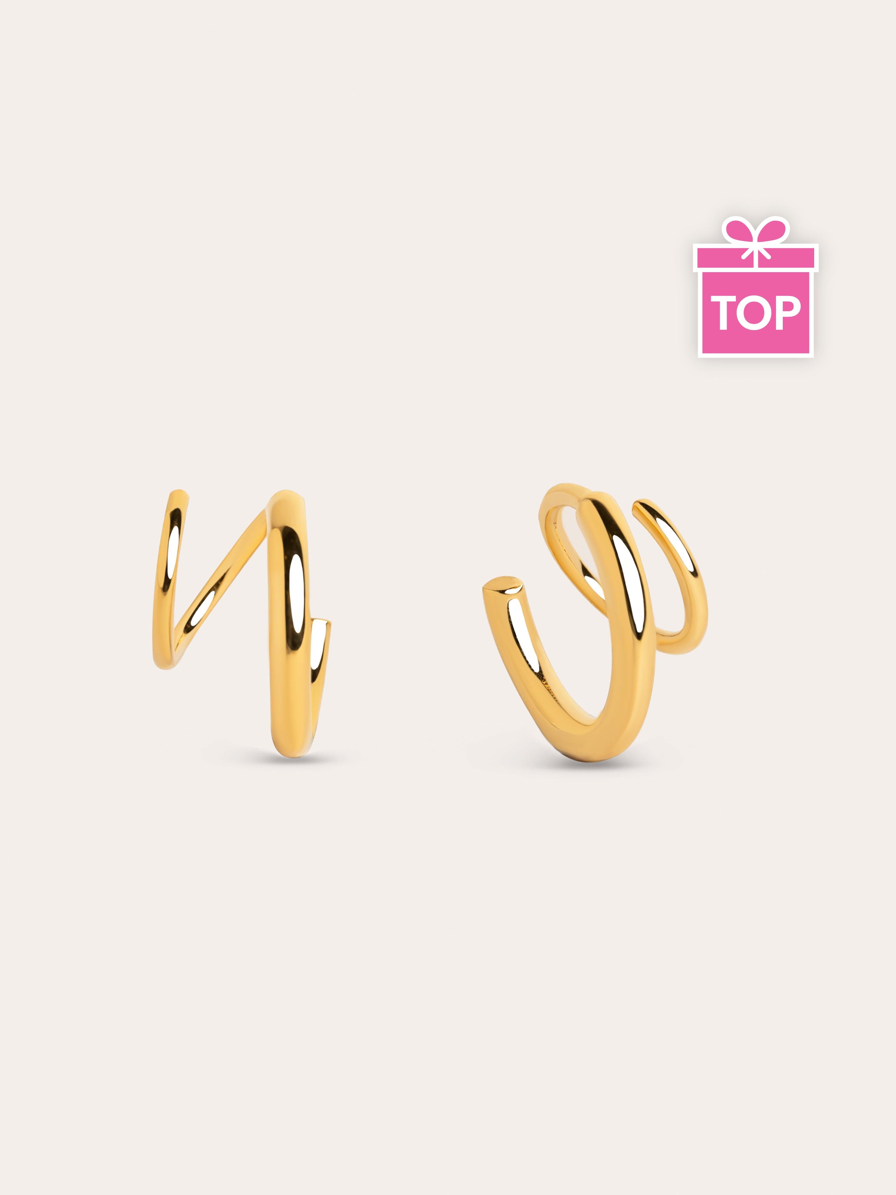 Spiral Drop Gold Earrings
