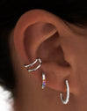 Pendientes Rainbow Plata con los Pendientes Diamonds Aro L Plata y el Ear Cuff Double Ring Plata