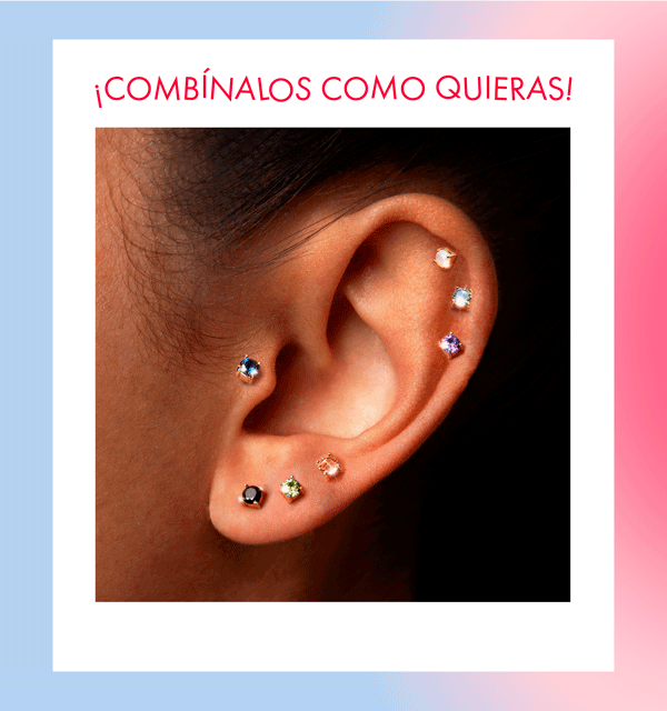Pendiente Suelto Mini Spark Sapphire Plata Baño Oro