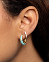 Spark White Enamel Gold Hoop Earrings