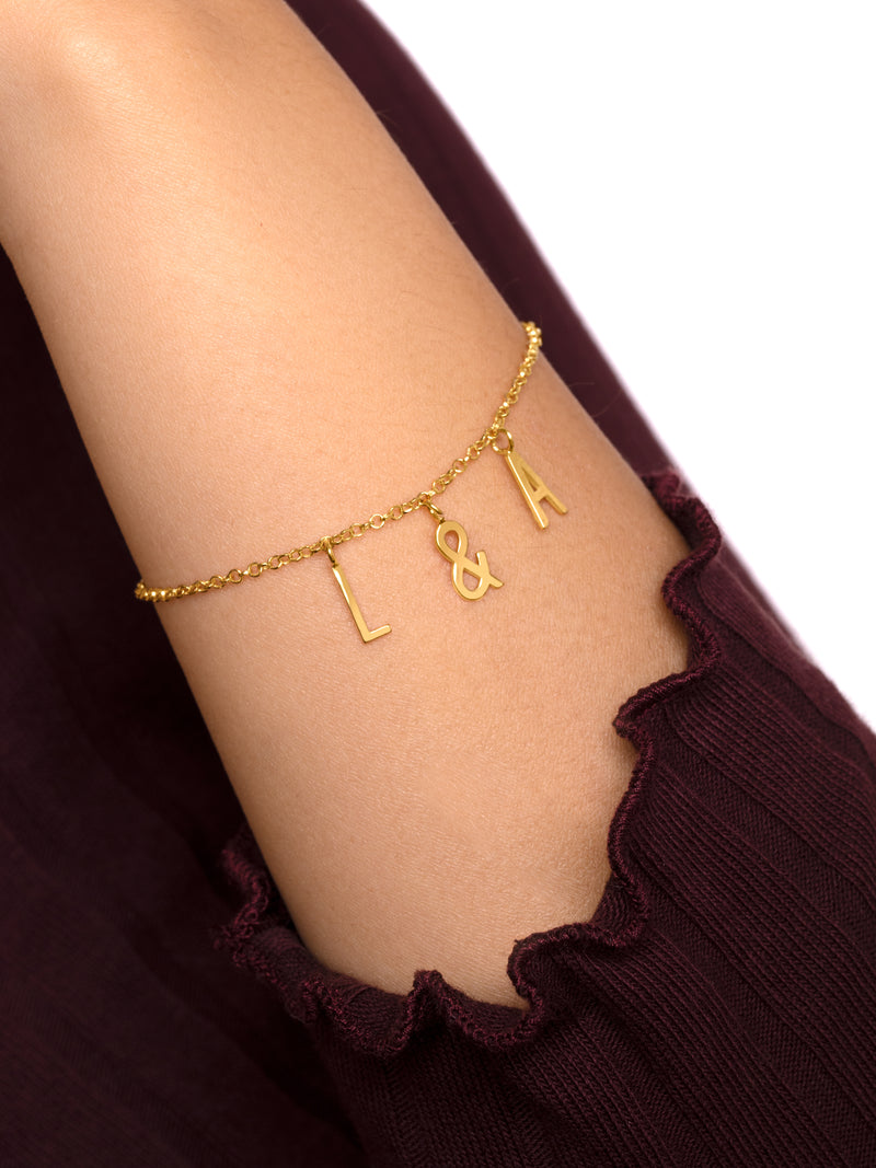 Inicial Collar Personalizado Letters & Plata Baño Oro