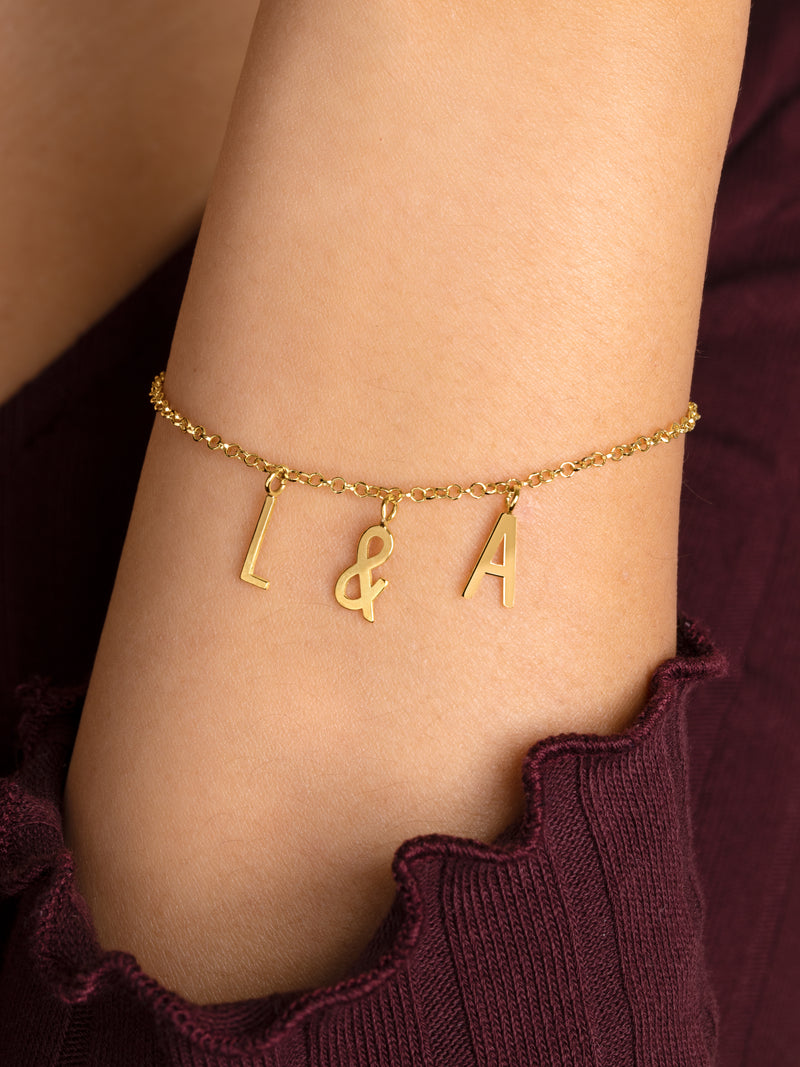 Inicial Collar Personalizado Letters & Plata Baño Oro