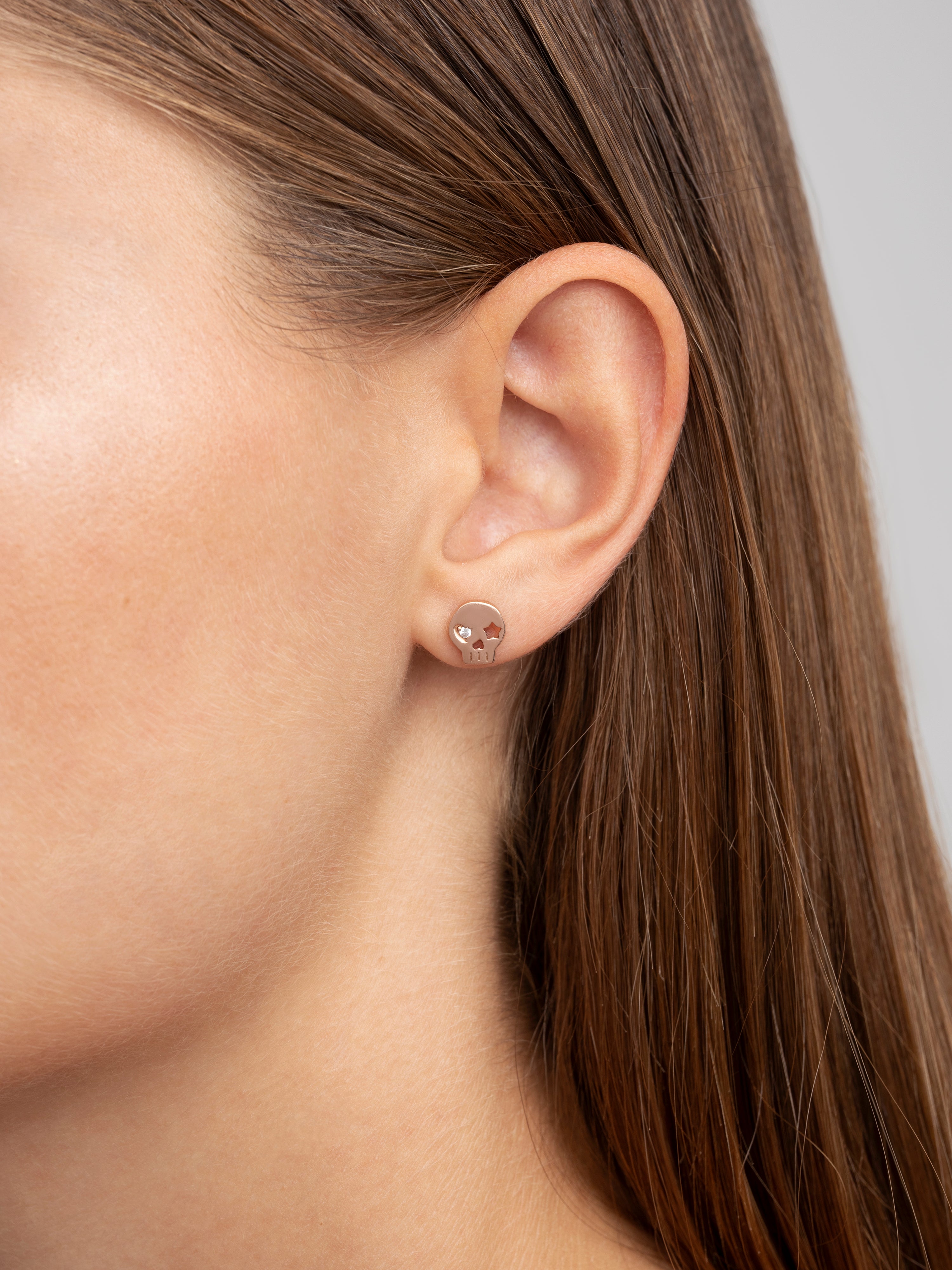 Skull Rose Gold Earrings