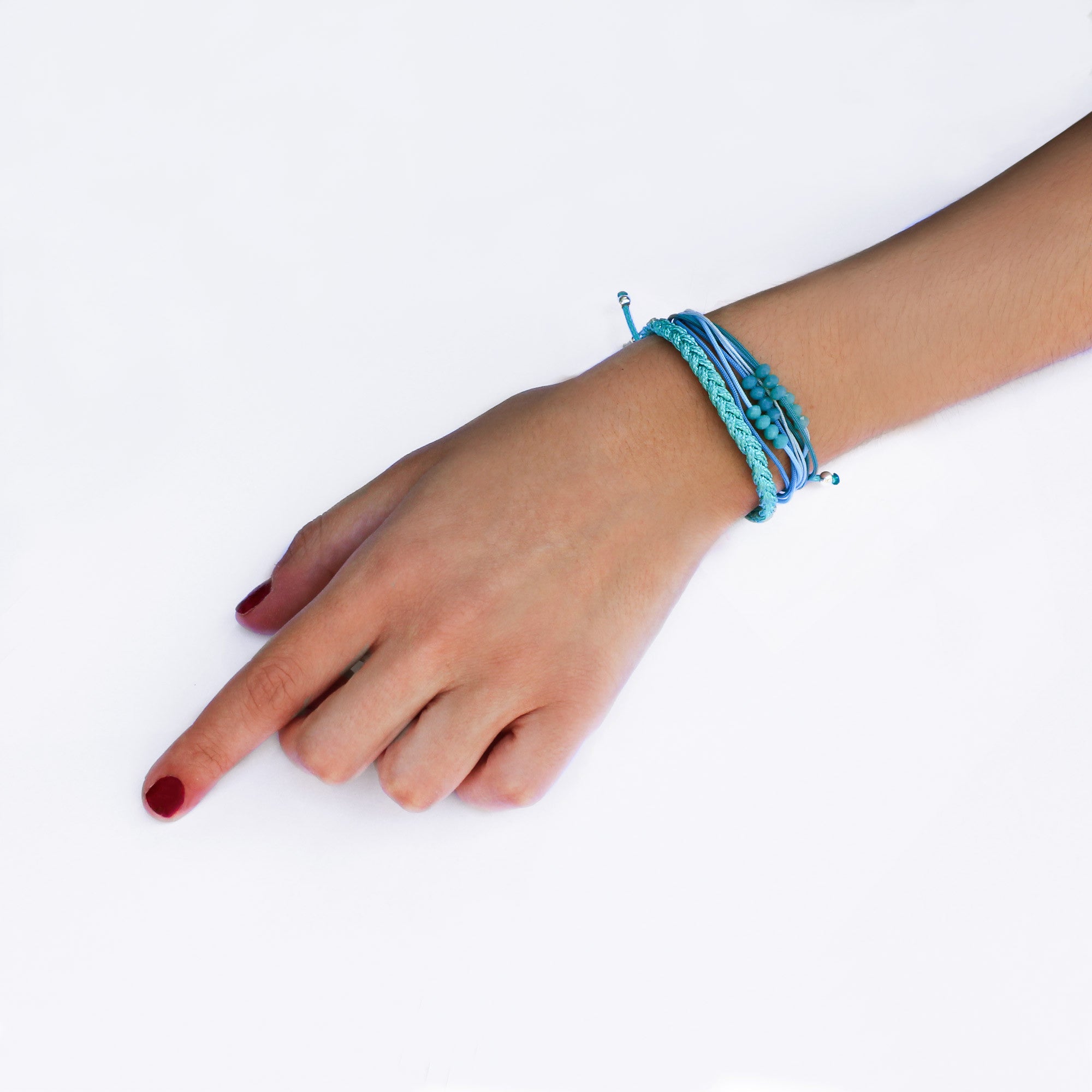 Pack 2 Pulseras Blue Vanilla & Bubble Gum Pebbles Plata - singularu
