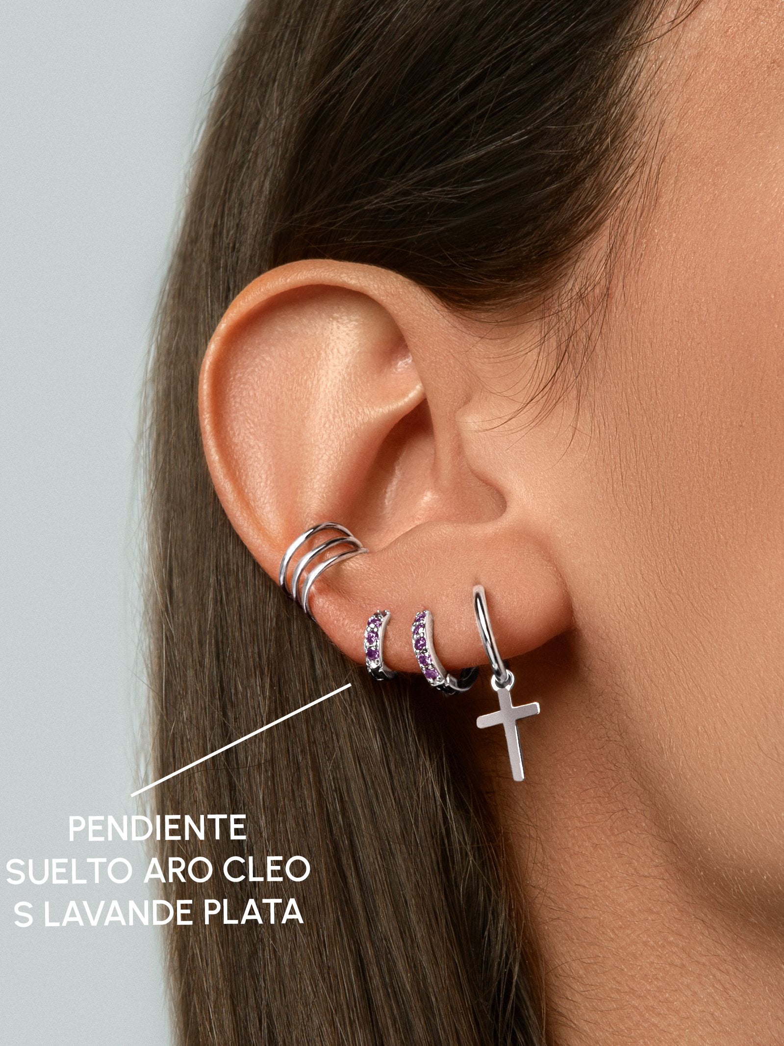 Cleo S Lavender Silver Hoop Single Earring